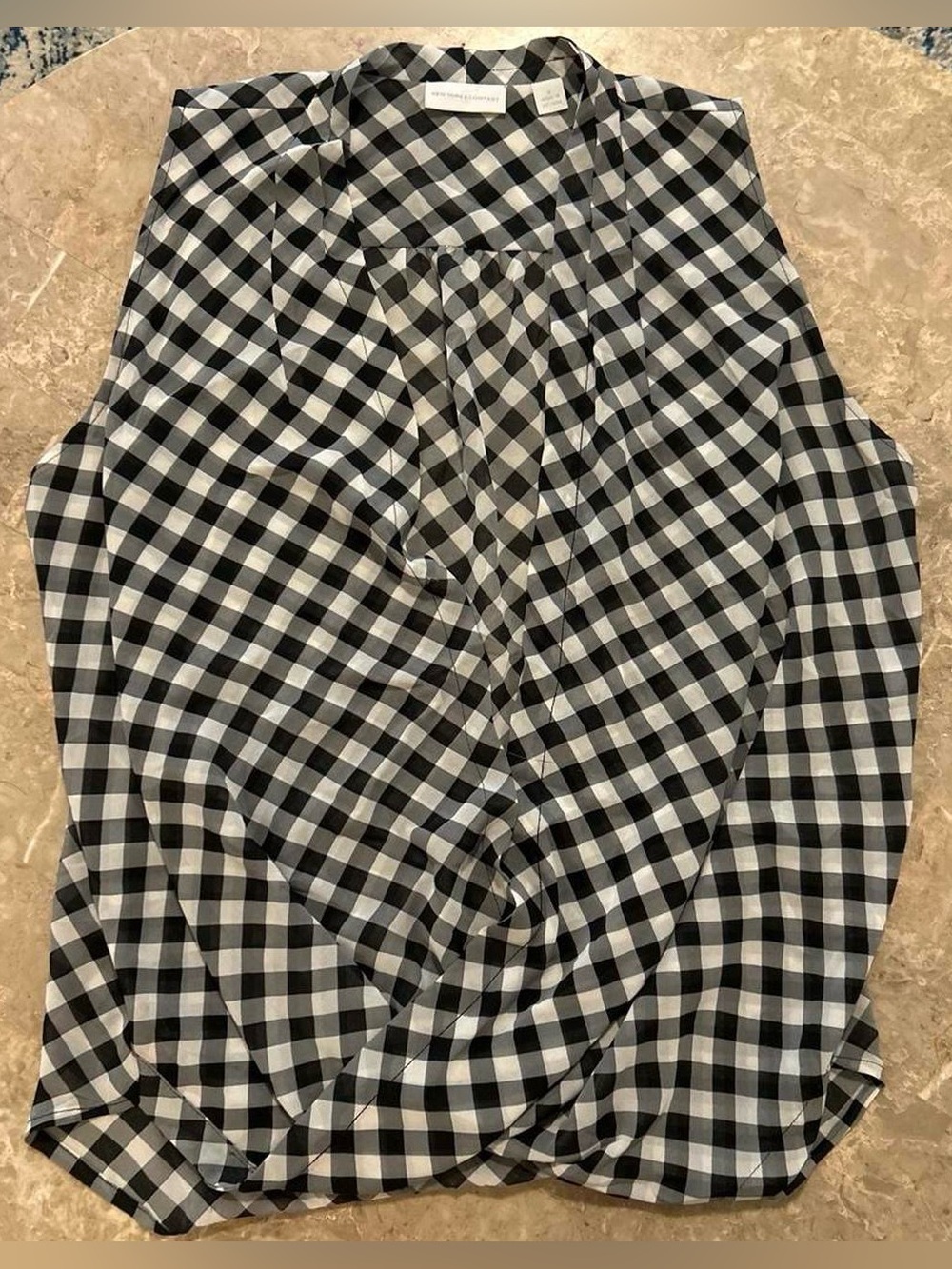 New York & Company Black and White Gingham Sleeveless Top